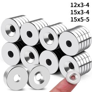 12x3 15x3 15x5 구멍 4mm 소형 카운터싱크 원형 NdFeB 네오디뮴 자석 강력한 희토류 영구 자석 냉장고 자석 M4 나사 포함