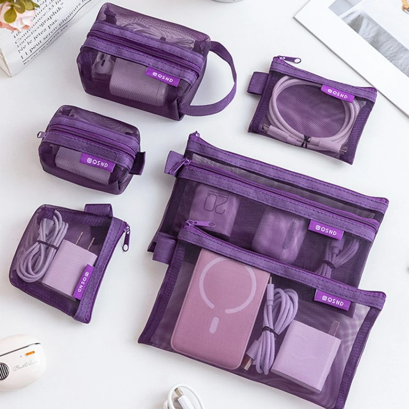 6pcs 투명 메쉬 동전 및 기타 보관 가방, 휴대용 3D 카드 정리 파우치 화장품 가방 여행용 보관 가방