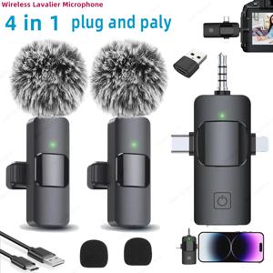 무선 라발리에 마이크 4 in 1 아이폰 안드로이드 3.5mm 라디오 라이브 녹음 노이즈 감소 미니 마이크 2026 핫