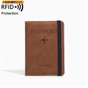 홈피쉬 여성 남성 RFID 빈티지 비즈니스 여권 커버 홀더 다기능 ID 은행 카드 PU 가죽 지갑 케이스 여행용 액세서리