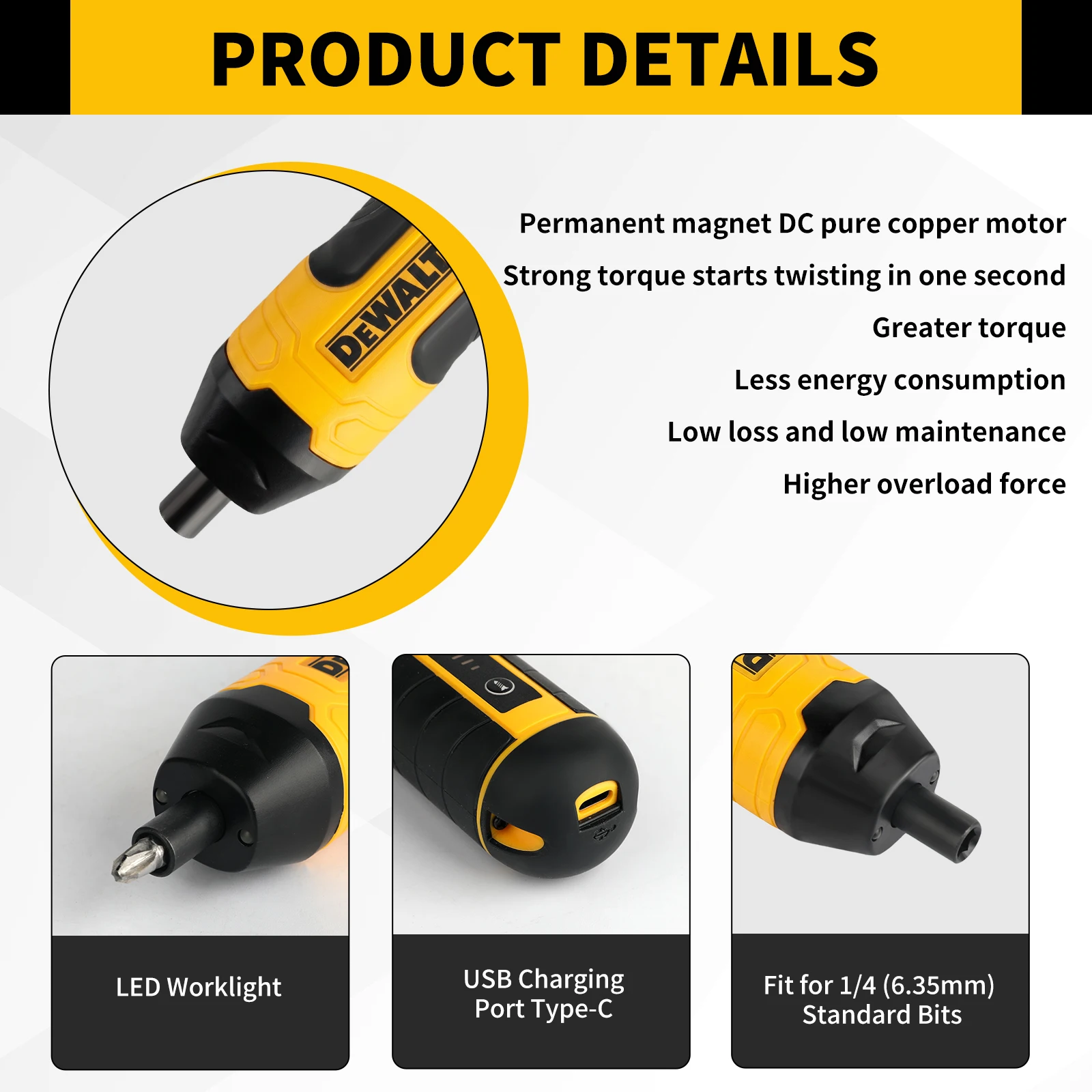 DEWALT HT422 3.6V 무선 전기 스크루드라이버 5N.m 1/4