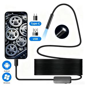 OTG 안드로이드 폰용 USB 내시경 7.0mm 보어스코프 검사 스네이크 카메라 (6개 LED 조명 포함) C타입 1m 2m 3m 5m
