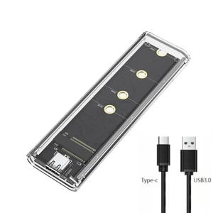 M.2 NVME PCIe NGFF SATA 듀얼 프로토콜 SSD 케이스 투명 USB 타입 C 10Gbps PCI-E M2 SSD 투명 외장형 인클로저 하드 디스크 박스