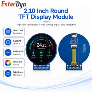 Estardyn 2.1인치 TFT LCD 화면 GC9B72 소형 화면 360x360 디스플레이 LCD 컬러 화면 SPI 원형 화면