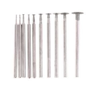 10PCS 그라인딩 비트 액세서리 초박형 T 헤드 생크 다이아몬드 마운트 포인트 스톤 옥 조각 폴란드어 조각 도구