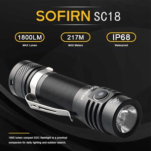 SOFIRN SC18 1800lm SST40 LED 18650 토치 TIR 광학 렌즈 EDC 손전등 USB C 충전식 랜턴