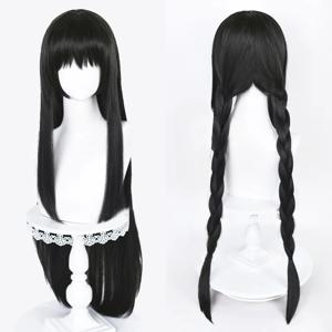 2 스타일 Akemi Homura 코스프레 합성 가발 90cm 긴 검은 가발 코스프레 애니메이션 가발 내열성 헤어 할로윈
