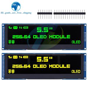 아두이노 UNO R3 용 OLED LCD 디스플레이, 녹색 및 노란색 색상, TZT 256x64 드라이브 SSD1322 인터페이스 SPI/ 8 비트 병렬 포트, 5.5 인치