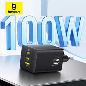 베이스어스 100W GaN 충전기 고속 충전기 샤오미 삼성 아이폰 17 16 15 노트북 태블릿 충전기 PD 충전기 USB 폰 충전기 포함