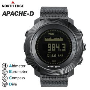 NORTH EDG NEW APACHE-D 남성용 디지털 프리 다이브 시계 야외 스포츠 시계 고도 기압계 나침반 세계 시간 방수 100M