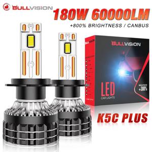 K5C 플러스 H7 LED 60000LM 헤드라이트 H1 H4 H11 H8 H9 9005 9006 HB3 HB4 9012 HIR2 고출력 180W 헤드램프 빔 12V 교체용 2개