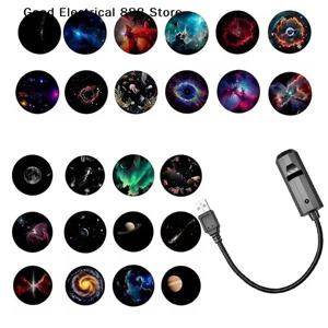 로맨틱 회전식 갤럭시 스타 프로젝터 휴대용 USB 24 LED 야간 조명 수면 분위기 램프 홈 웨딩 크리스마스 장식