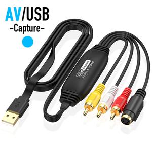 RCA AV to USB 비디오 오디오 캡처 카드 MS2107 CVBS S-Video 그래버 1080P/30Hz VHS TV DVD VCR DV 셋톱박스 레코더 (Mac PC용)