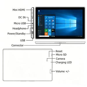 RCA9213 32비트 11.6인치 윈도우 10 태블릿 PC 인텔 아톰 X5-Z3735F 2GB DDR 32GB ROM 1366 x 768 IPS 듀얼 카메라 미니 HD-MI 5000mAh