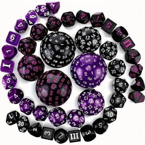 DND 다면체 D3-D100 주사위 세트(15개) 롤플레잉 테이블탑 게임용, 드로스트링 파우치 포함
