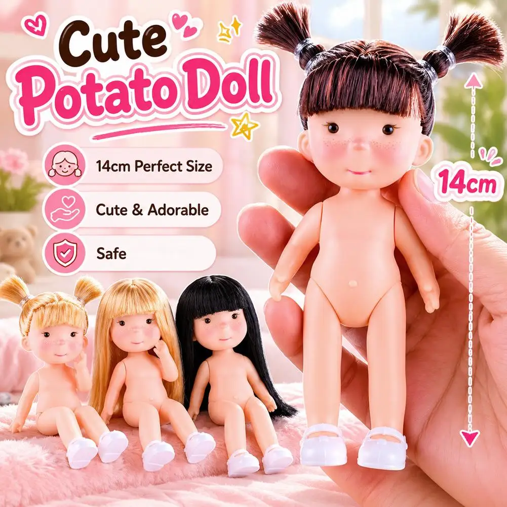 14cm 미니 고구마 인형 비닐 소재 3D 시뮬레이션 눈 귀여운 집 장식용 장난감 다크 스킨 미아 고구마 인형 움직이는 피규어