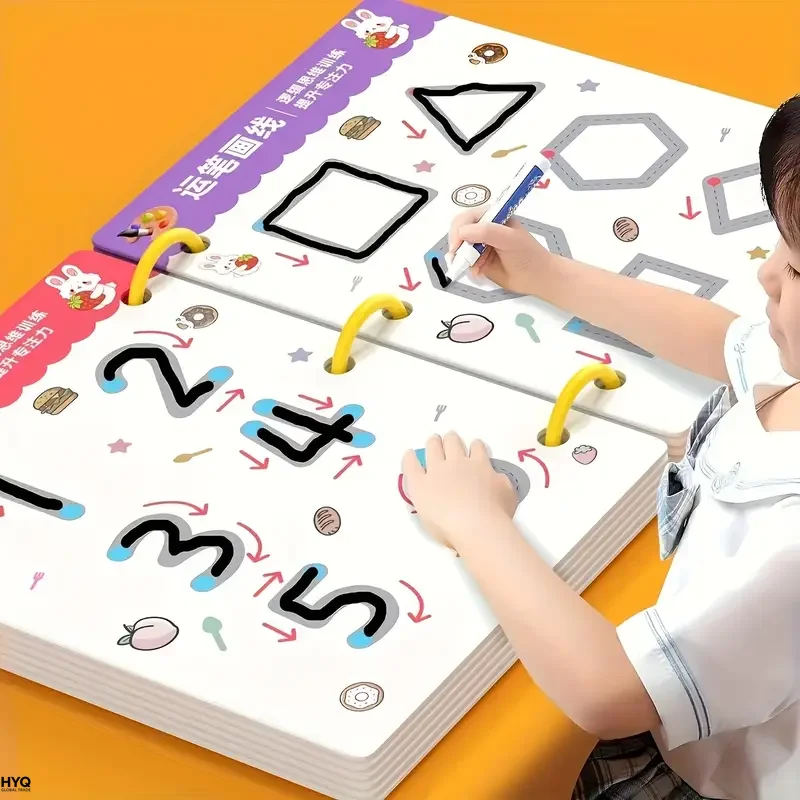 36페이지 재사용 가능한 워크북 - 펜 2개 + 지우개, 어린이 그림 그리기 및 연습용 지울 수 있는 스티커, 새해 및 크리스마스 선물