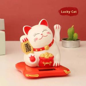1개 행운을 부르는 고양이 태양열 장식품, 부와 행운을 가져다주는 태양열 장식품, 가정, 사무실 및 C용 태양열 장식품