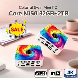 컬러풀 미니 호스트 소형 포켓 컴퓨터 인텔 코어 N150 윈도우 11 16GB 램 1/2TB SSD WIFI6 BT5.2 4K 게이밍 미니 데스크탑 PC