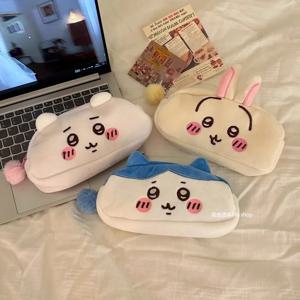 카와이 지이 플러시 필통 하치와레 우사기 필통 일본 귀여운 플러시 문구 가방 대용량 학생 필통