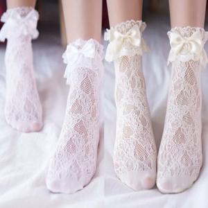 새로운 디자인 레이스 양말 일본 스타일 로리타 카와이 양말 여성 여름 메쉬 통기성 망사 양말 달콤한 발레 귀여운 리본 양말