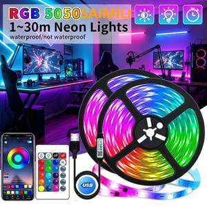 USB LED 게이밍 조명 RGB LED 라이트 스트립 유연한 리본 테이프 컬러 음악 동기화 TV 백라이트 방 크리스마스 파티 장식
