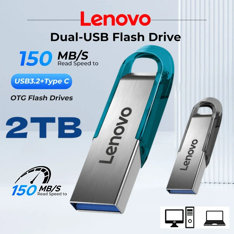 레노버 고속 USB 플래시 드라이브 메탈 펜드라이브 512GB 256G 128GB 휴대용 메모리 스틱 (샤오미 네트워크 카드 USB3.1 펜 드라이브용)