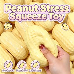 스퀴시 땅콩 스트레스 볼 스퀴즈 토이 리바운드 버터처럼 부드러운 느낌의 피젯 토이 ASMR 감각 안티 스트레스 장난감 성인용 선물 장난감