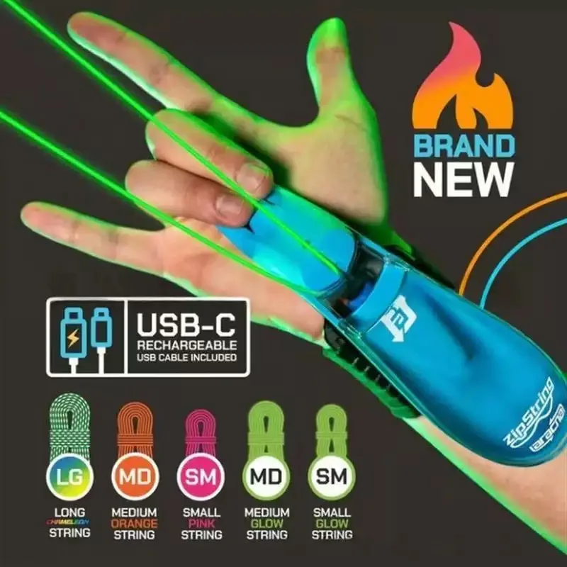 자동 수축 거미줄 손목 발사기, 야광 스트링 슈터 USB 충전 코스프레 장난감