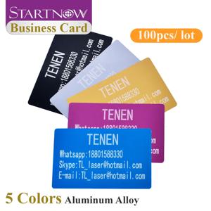 Startnow 100 개/대 휴대용 금속 명함 컬러 알루미늄 시트 빈 레이저 마크 조각 특수 로고 DIY 금속 카드