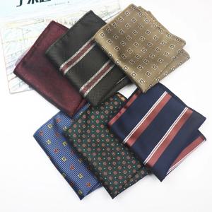 23CM 뉴 브라운 플로럴 포켓 스퀘어 남성용 정장 고급 네이비 카키 스트라이프 손수건 웨딩 타이 액세서리 신랑 셔츠 행커치프
