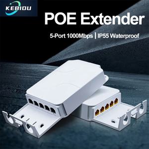 5포트 POE 익스텐더 리피터 100/1000Mbps 실내외 네트워크 스위처 IP55 방수 VLAN 44-57V POE 카메라 무선 AP용