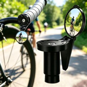 도멘 자전거 백미러 자전거 핸들바 엔드 미러 MTB 로드 바이크 조절 가능 볼록 360도 °   회전 거울 자전거 액세서리