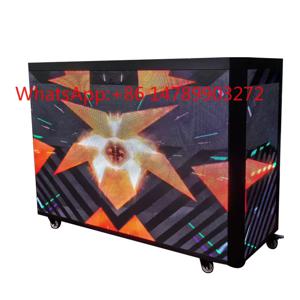 휴대용 DJ 부스(LED 비디오 월 디스플레이 스크린, 페이스데스크 스탠드 테이블, DJ용 플라이트 케이스 포함) 디지털 사이니지 디스플레이