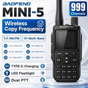 초슬림 BAOFENG MINI5 핸드헬드 무전기 VHF/UHF 항공대역 장거리 충전식 민간용 무전기 양방향 통신