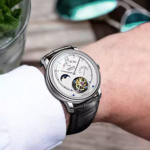 BORMAN Tourbillon 풀 할로우 기계식 시계 남성용 시계 초박형 새 정품 가죽 탑텐