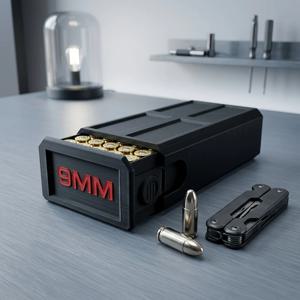 3D 프린팅된 9mm 탄약 상자, 50발 수납 서랍(측면 잠금 장치 포함), 전술 장비, 완벽한 아빠/졸업 선물.
