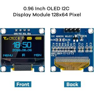 0.96 인치 OLED I2C IIC 디스플레이 모듈 12864 128x64 픽셀 SSD1306 Arduino Raspberry Pi 용 미니 자체 발광 OLED 스크린 보드