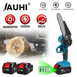 JAUHI 충전식 전기 체인톱, 40000RPM 무선 체인톱, 목재 전동 공구, 마키타 18V 배터리용, 3500W, 6 인치