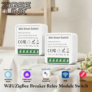 WIFI/ZigBee 스마트 미니 스마트 라이트 스위치 2 웨이 컨트롤 차단기 릴레이 16A Tuya Alexa Google 용 스마트 라이프 APP 음성 제어