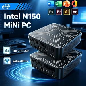 인텔 코어 N150 2026 미니 PC 16GB RAM 1TB NVMe SSD 트리플 4K UHD HDMI WiFi6 BT5.2 무소음 팬리스 오피스 홈 데스크탑 프로 코어