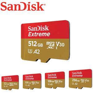 샌디스크 익스트림 마이크로 SD 카드 A2 V30 128GB U3 4K V30 A2 클래스 10 플래시 카드 512GB 64GB 마이크로SD/TF 카드 (휴대폰 카메라용)