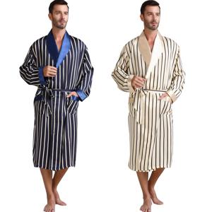 남성용 실크 새틴 잠옷 파자마 잠옷, 잠옷 가운 가운 나이트 가운 라운지웨어, 미국 사이즈 M L XL 2XL 3XL 플러스 스트라이프 _ 선물