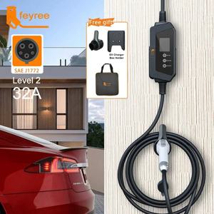 페이리 타입1 7kW 32A 1P EV 충전기 플러그(J1772 코드 포함) 전류 조절 가능 휴대용 충전 박스 홀더 (전기차 충전기용)