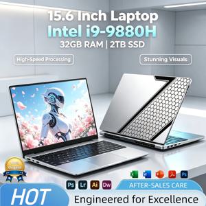 15.6인치 인텔 코어 i9-9880H 노트북 8코어 16스레드 2.3-4.8GHz 24MB 캐시 16GB 2TB SSD UHD 630 고성능 게이밍 워크스테이션 프로