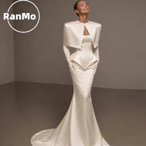 Ranmo 우아한 2Pcs 분리형 숄 머메이드 코어스트 신부 웨딩 드레스 신부 가운 코트 트레인 vestido de novia 맞춤형
