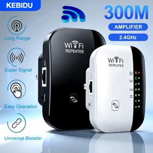 KEBIDU 300Mbps WIFI 리피터 원격 Wi-Fi 증폭기 802.11N 신호 부스터 네트워크 증폭기 가정용/사무실용 무선 리피터