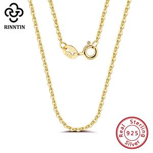 Rinntin 18K 골드 925 스털링 실버 패션 케이블 링크 체인 목걸이 여성을위한 얇은 목 체인 액세서리 쥬얼리 SC06