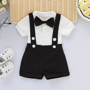 미니 신사 복장 신생아 아기 소년 정장 의상 활 + Romper 짧은 바지와 짧은 소매 셔츠 여름 패션 2 Pcs 세트