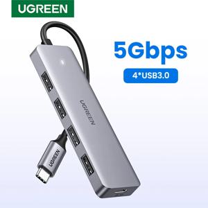 유그린 USB C 허브 4포트 타입 C to USB 3.0 허브 스플리터 어댑터 (노트북, 맥북, 맥 미니, 아이패드 프로, 삼성 S25, 아이폰 17 호환)